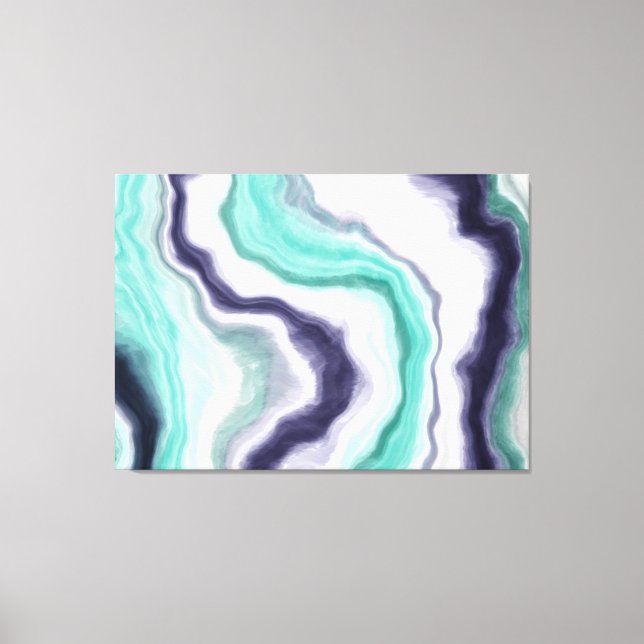 Türkis, dunkelblau und weißer Marmor Agate Wirbel Leinwanddruck (Vorderseite)