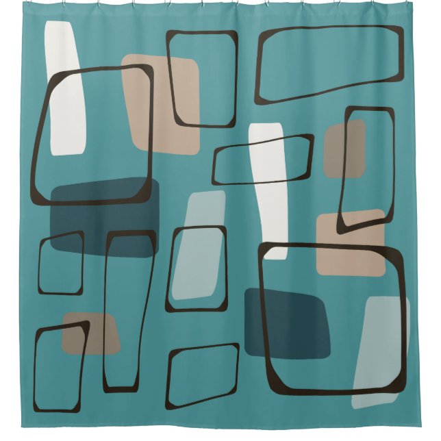 Türkis Eames Art Duschvorhang (Vorderseite)