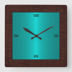 Türkis-Edelstahl-moderne Leinwand-Grenze Quadratische Wanduhr