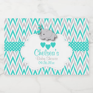 Türkis-Elefant-Babyparty Lebensmitteletikett