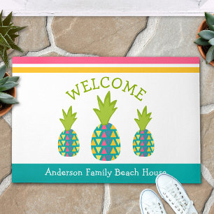 Türkis Empfang 3 tropisches Ananas Beach House Fußmatte
