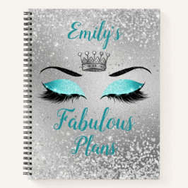 Türkis Fabulous Glitzer Eyes Notizbuch