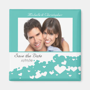 Türkis-Feld des Herz-Save the Date Magneten Magnet
