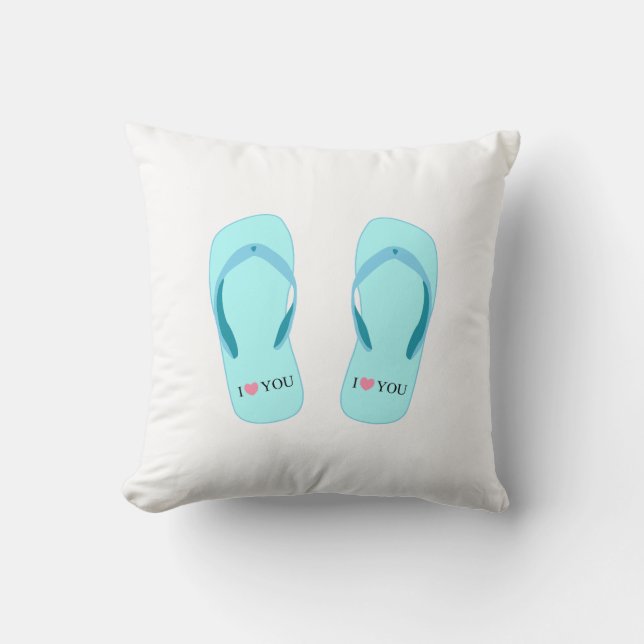 Türkis Flip Flops Throw Kissen (Vorderseite)