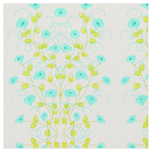 Türkis Floral Designer Stoff (Nahaufnahme)
