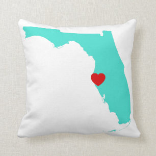Türkis Florida mit rotem Herzen Kissen