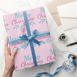 Türkis Frohe Weihnachtspastel Rosa Nahtlos Geschenkpapier