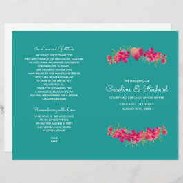 Türkis Fuchsia Floral WedPrograms