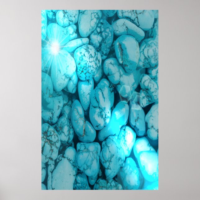 Türkis Gemstone Sun Poster (Vorne)