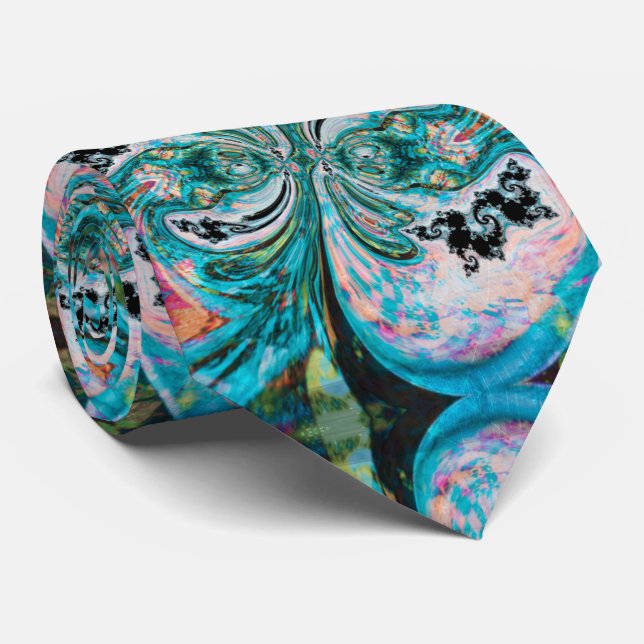 Türkis geschmolzener Swirl Neck Tie Krawatte (Gerollt)