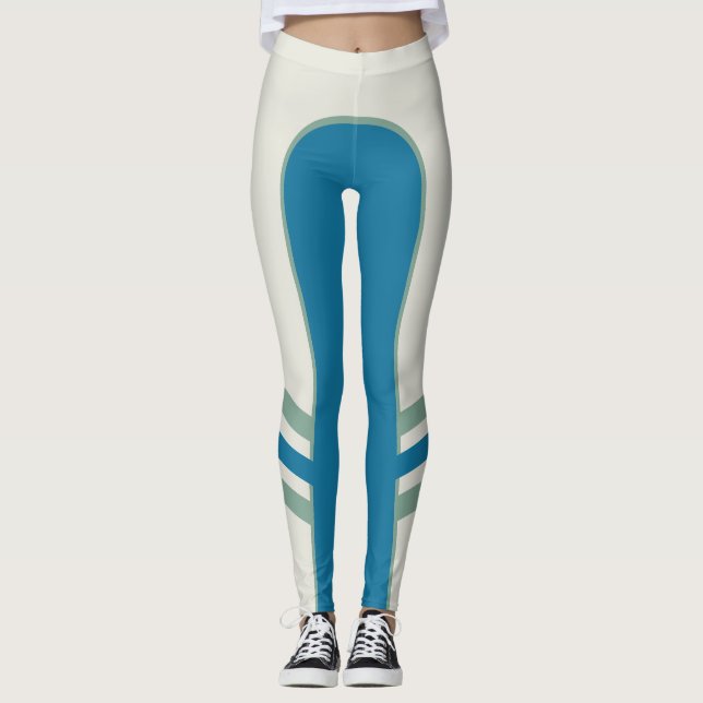 Türkis gezähmte Seitenband-Leggings Leggings (Vorderseite)