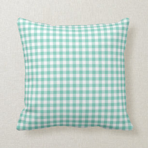Türkis-Gingham-Muster-Wurfs-Kissen Kissen