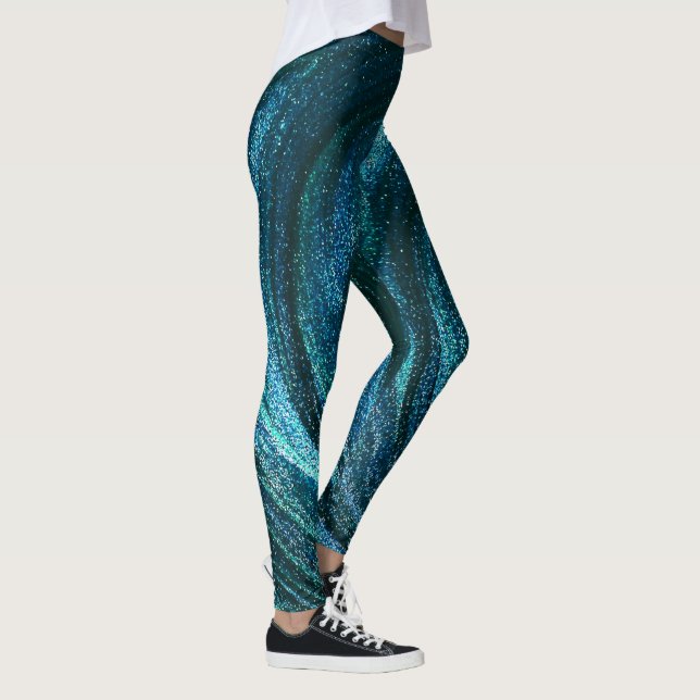 Türkis-Glitterie-Wirbel Leggings (Rechts)