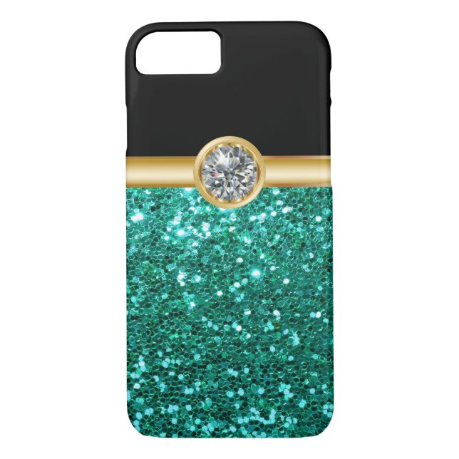 Türkis-Glitzer Bling Case-Mate iPhone Hülle (Rückseite)