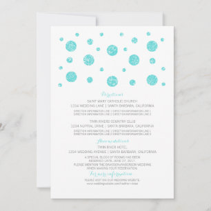 Türkis-Glitzer-Konfetti-Informationskarte Einladung