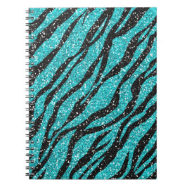 Türkis Glitzer Zebra Print Notizblock