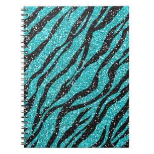 Türkis Glitzer Zebra Print Notizblock