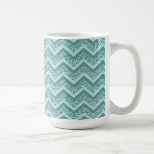 Türkis-Glitzer-Zickzack-Muster Kaffeetasse
