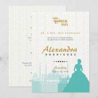 Türkis & Gold Arabian Quinceñera Foto