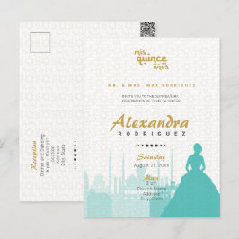 Türkis & Gold Arabian Quinceñera Foto Postcar Postkarte