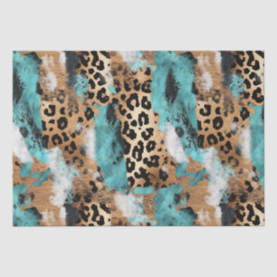Türkis Gold Black Leopard Seidenpapier