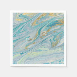 Türkis & Gold Marmor Swirl Agate Geode Wedding Serviette