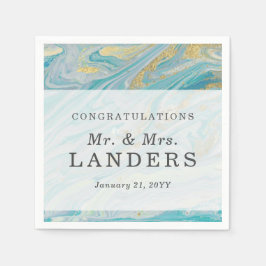 Türkis & Gold Marmor Swirl Agate Geode Wedding Serviette