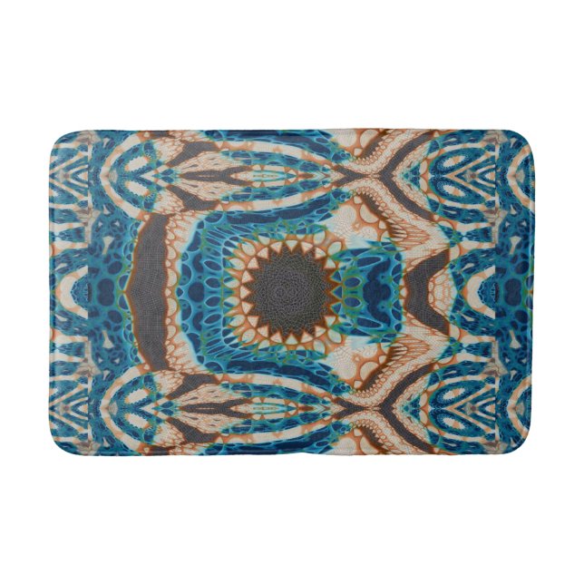 Türkis Gold Sun Southwestern Art Badematte (Vorderseite)
