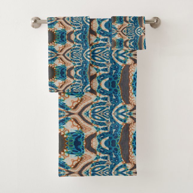 Türkis Gold Sun Southwestern Art Badhandtuch Set (Insitu)