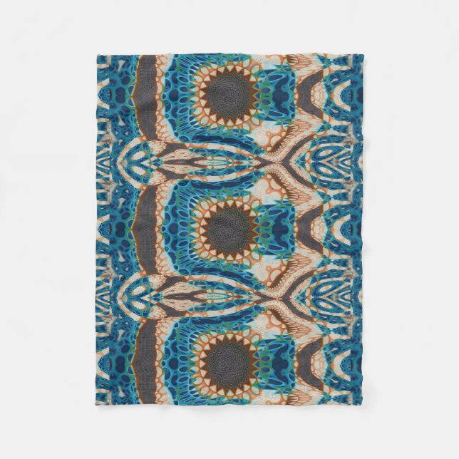 Türkis Gold Sun Southwestern Art Fleecedecke (Vorderseite)