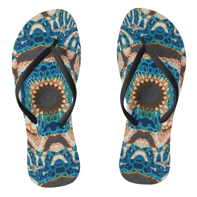 Türkis Gold Sun Southwestern Art Flip Flops (Fußbett)