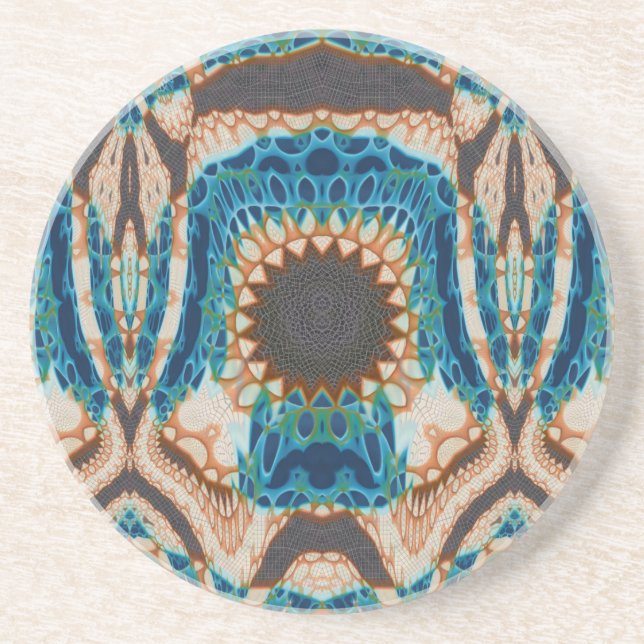 Türkis Gold Sun Southwestern Art Getränkeuntersetzer (Vorne)