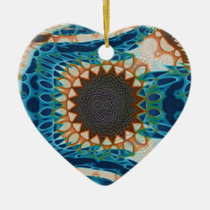 Türkis Gold Sun Southwestern Art Keramik Ornament