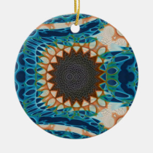 Türkis Gold Sun Southwestern Art Keramik Ornament