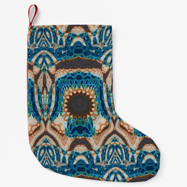 Türkis Gold Sun Southwestern Art Kleiner Weihnachtsstrumpf (Vorderseite)