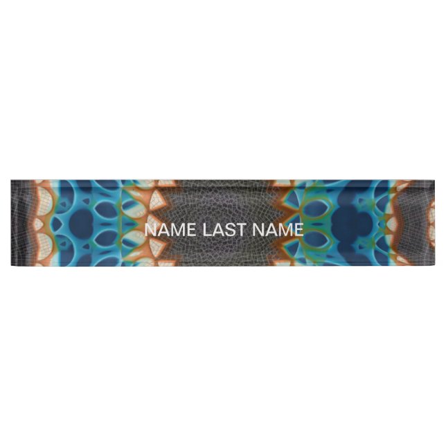 Türkis Gold Sun Southwestern Art Namensplakette (Vorderseite)