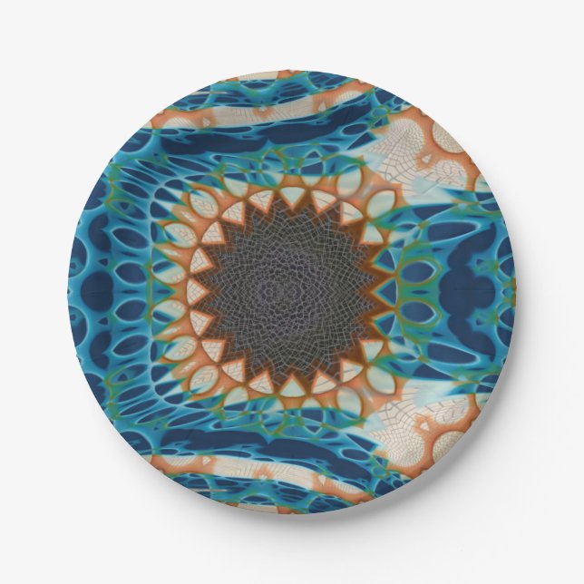 Türkis Gold Sun Southwestern Art Pappteller (Vorderseite)