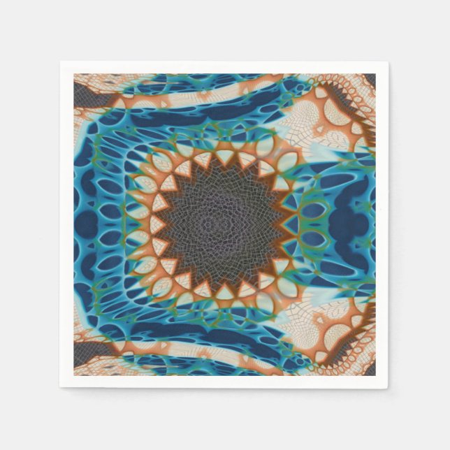 Türkis Gold Sun Southwestern Art Serviette (Vorderseite)