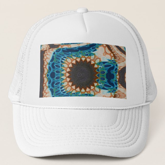 Türkis Gold Sun Southwestern Art Truckerkappe (Vorderseite)