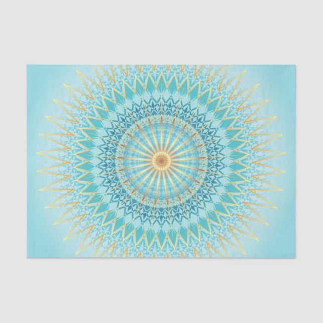 Türkis-GoldBoho Mandala Seidenpapier (Vorderseite)