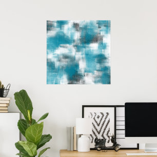 Türkis Grau Abstrakt Poster