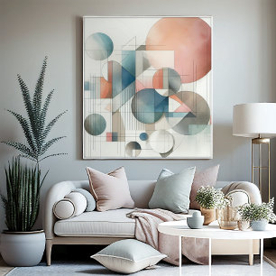 Türkis Grau Blau Beige Rostrot Abstrakte Kunst Mus Leinwanddruck