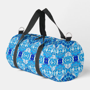 Türkis, Grau und Kobalt Blaue Fliesen Duffle Bag