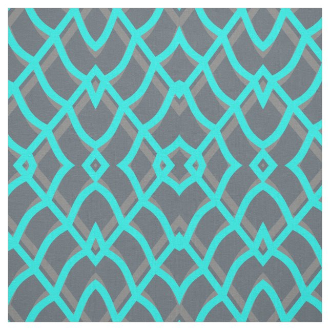 Türkis & Gray Geometric Stoff (Muster)