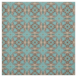 Türkis Green Brown Bali Batik Style Muster Stoff