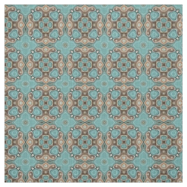 Türkis Green Brown Bali Batik Style Muster Stoff (Muster)