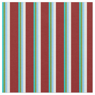 Türkis, Grün, Light Sky Blue, Beige & Maroon Stoff