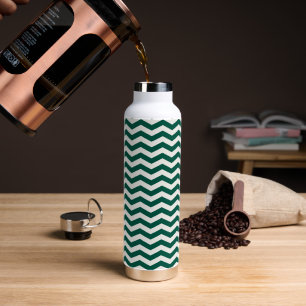 Türkis-grünes Chevron-Zickzack-Streifenmuster Trinkflasche
