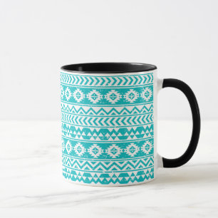 Türkis Grunge Azteken-Stammesmuster Tasse