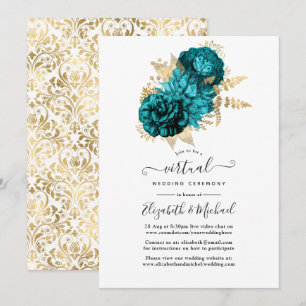 Türkis - Hochzeit mit Aquamarinen und goldenen Blu Einladung